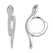platinum plated zircon snake earrings, view 4 - MRSLM