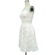 womens white floral wrapped chest evening dress, view 4 - MRSLM