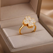heart and clover adjustable women's ring, view 6 - MRSLM
