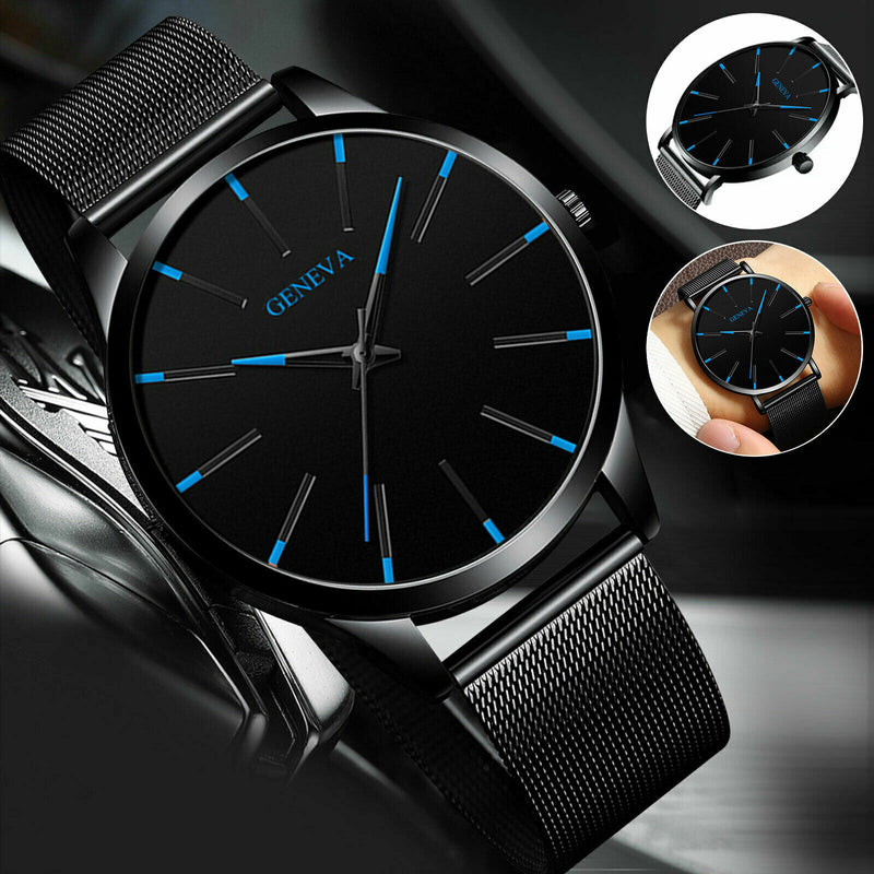 men's black stainless steel quartz watch, view 8 - MRSLM