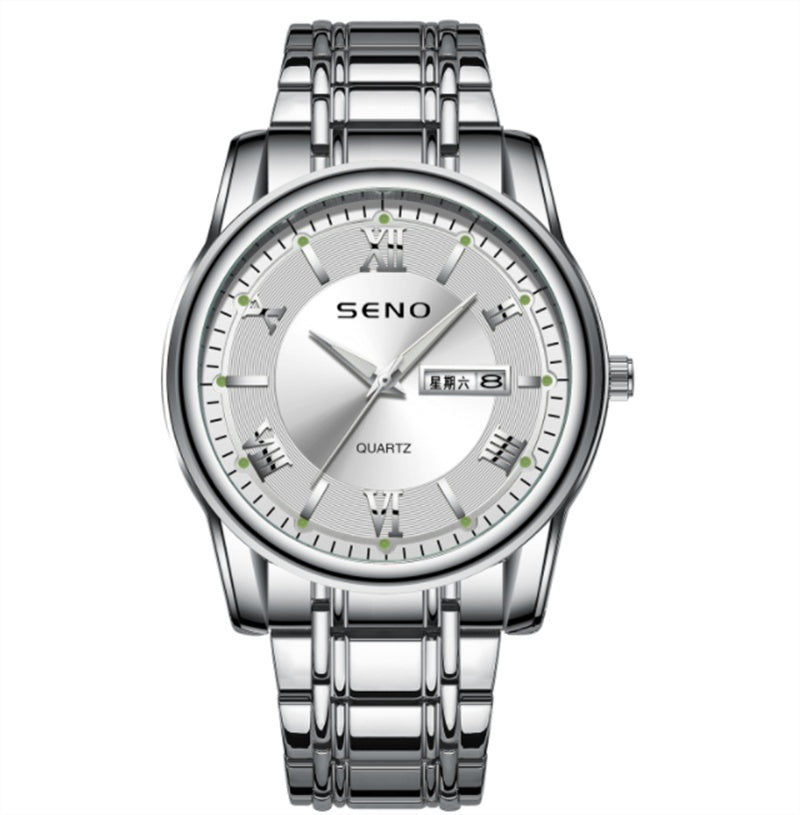 men's dual calendar quartz watch, view 5 - MRSLM