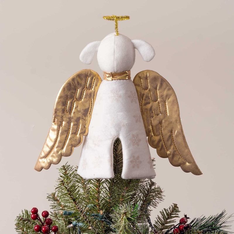Golden angel dog plush Christmas tree topper, view 4 - MRSLM