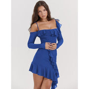 backless ruffle mini dress, view 7 - MRSLM