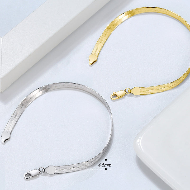 s925 silver flat snake bracelet, view 2 - MRSLM