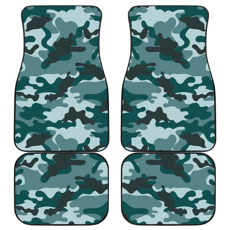 Forest green camouflage car floor mats, view 2 - MRSLM