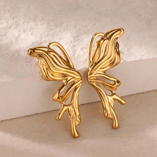Gold butterfly wings stud earrings - MRSLM
