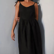 v-neck suspender split backless dress, view 6 - MRSLM