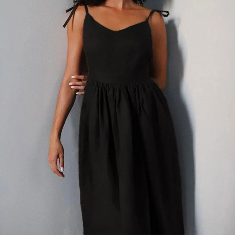 v-neck suspender split backless dress, view 6 - MRSLM
