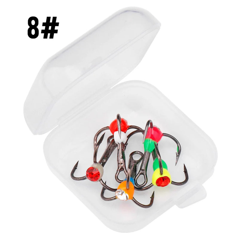 high carbon steel treble ice fishing hooks, view 2 - MRSLM