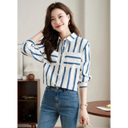 striped chiffon blouse, view 4 - MRSLM