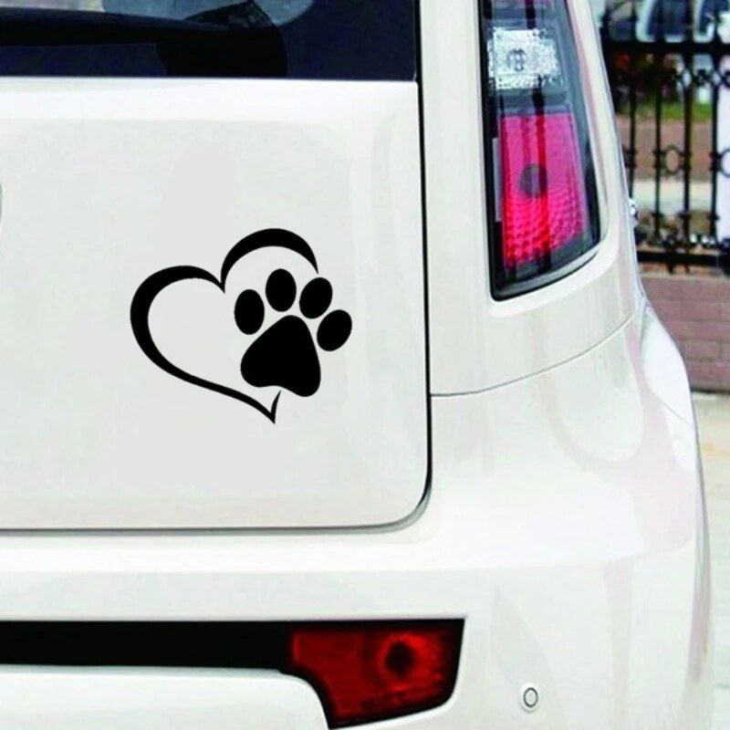 heart and paw print car sticker, view 6 - MRSLM