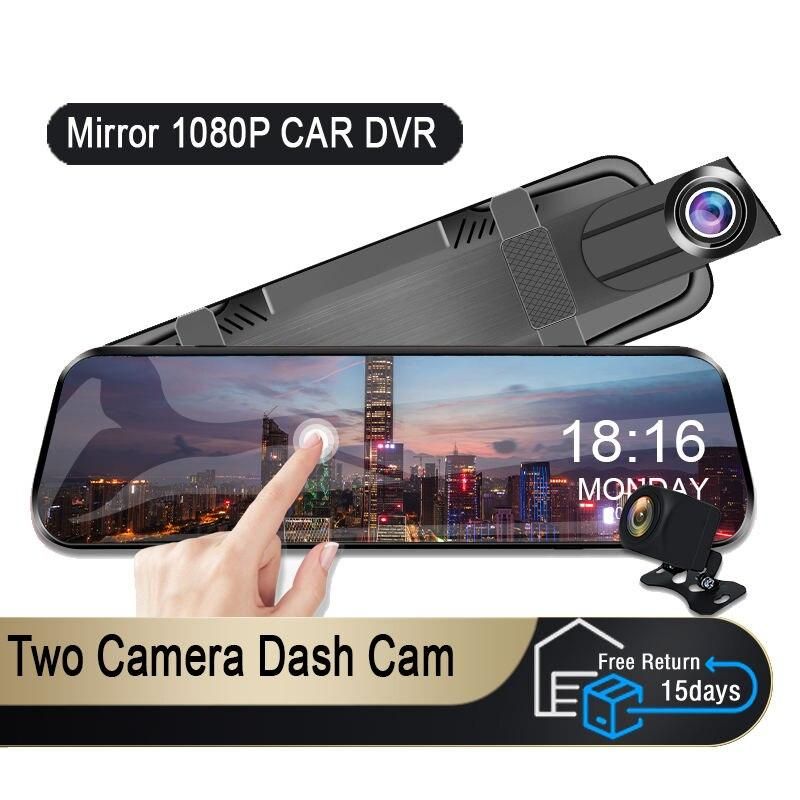 Rearview Mirror Dash Cam with Dual FHD Cameras and Night Vision