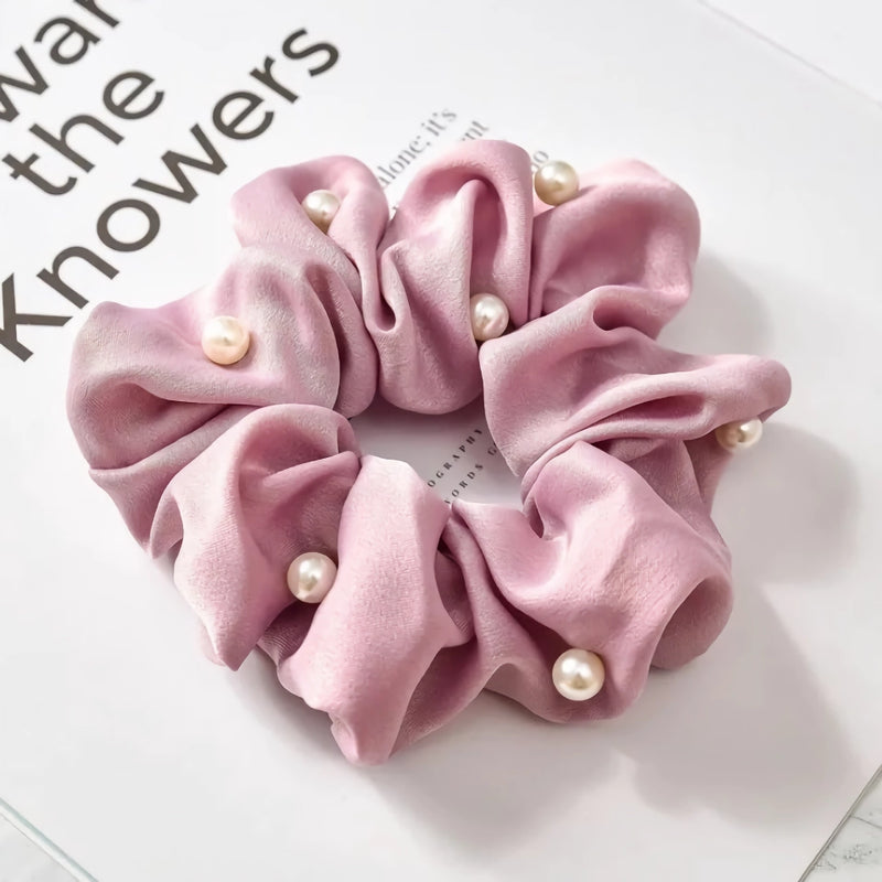 satin pearl scrunchies, view 8 - MRSLM