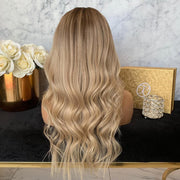 golden big wave long curly wig, view 6 - MRSLM