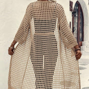 Women's open-knit long cardigan, view 2 - MRSLM