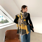geometric cashmere-look scarf, view 8 - MRSLM