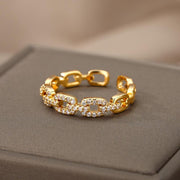 cubic zirconia chain ring, view 4 - MRSLM