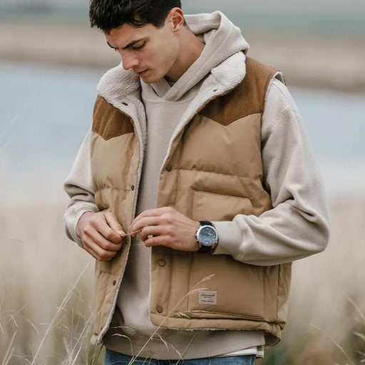 men's reversible sherpa lined down vest - MRSLM