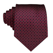 Burgundy black plaid silk necktie set, view 5 - MRSLM
