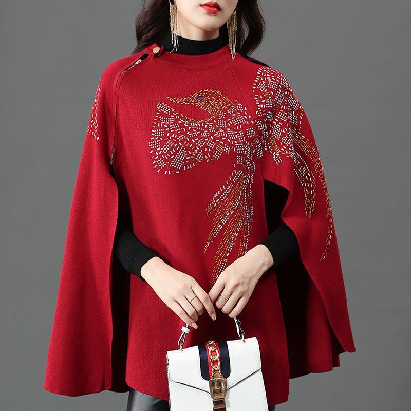 women's thick pullover sweater cloak, view 8 - MRSLM