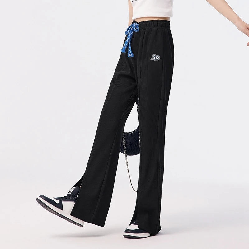 trendy flared split pants for women, view 7 - MRSLM