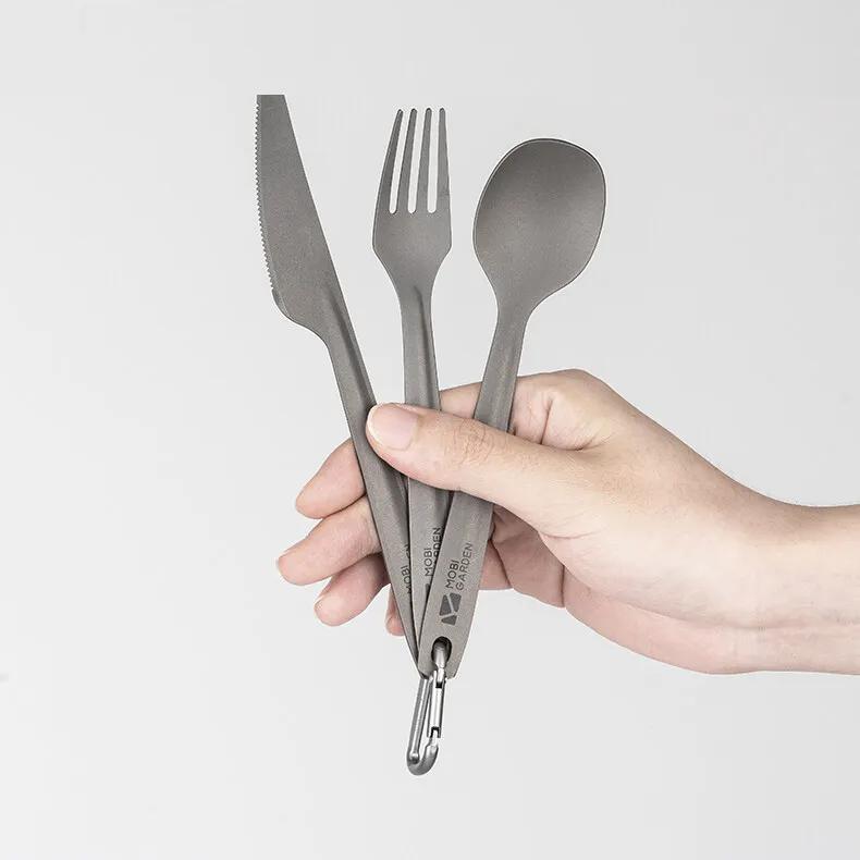 Titanium camping fork and spoon set - MRSLM