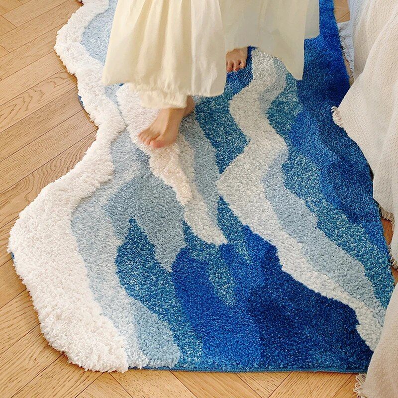 ocean wave bedroom rug, view 5 - MRSLM