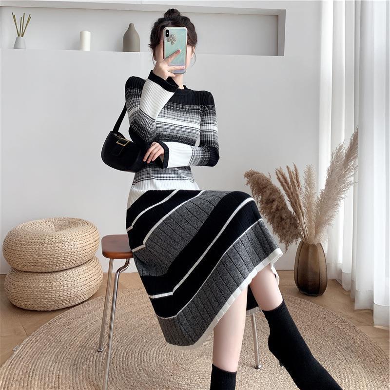 striped knitted dress, view 3 - MRSLM