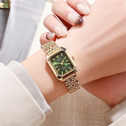 square watch with gold alloy strap, view 2 - MRSLM