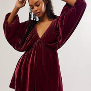retro velvet v-neck mini dress - MRSLM
