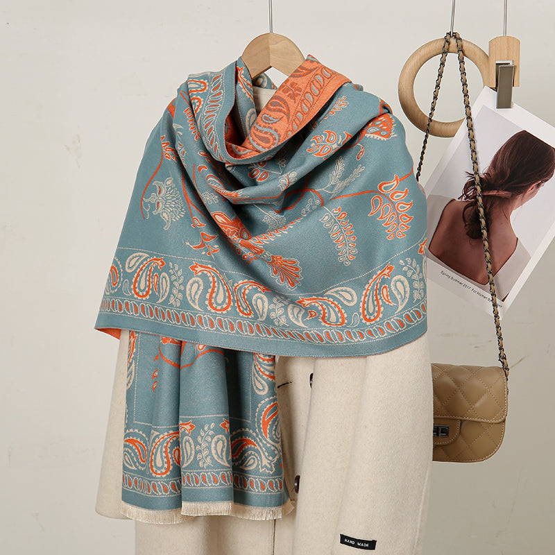 cashmere floral scarf, view 10 - MRSLM