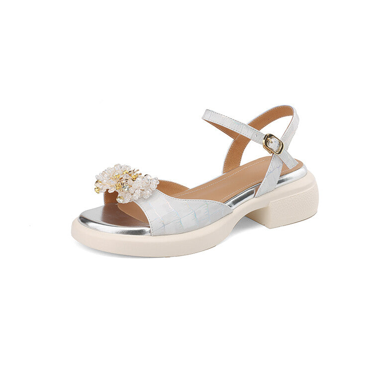 Leather chunky heel sandals, view 5 - MRSLM