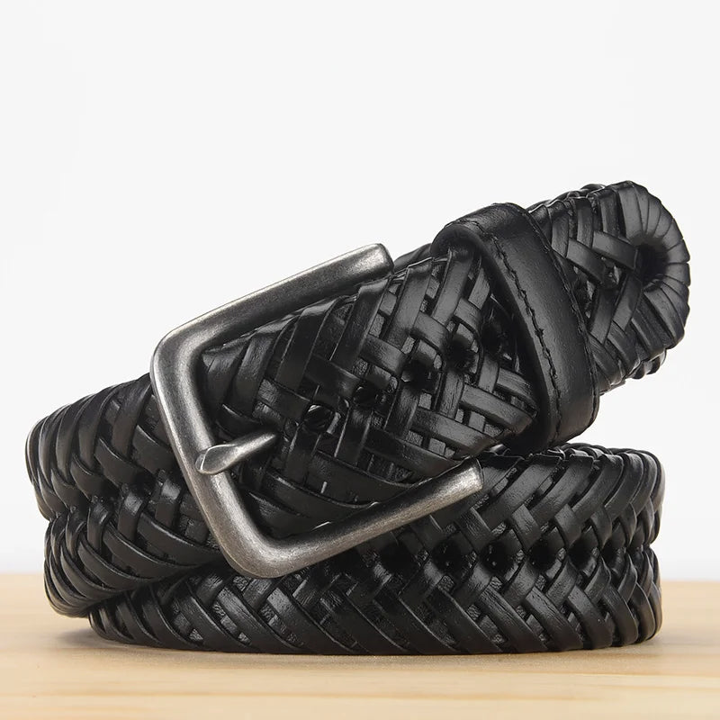 men's genuine leather braided belt, view 2 - MRSLM