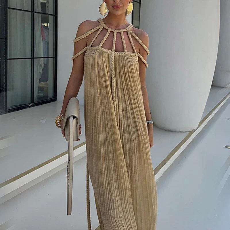 hollow out knitted beach dress, view 2 - MRSLM