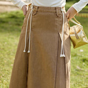 high-waisted a-line suspender skirt, view 2 - MRSLM