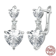 925 silver heart zircon hoop earrings, view 7 - MRSLM