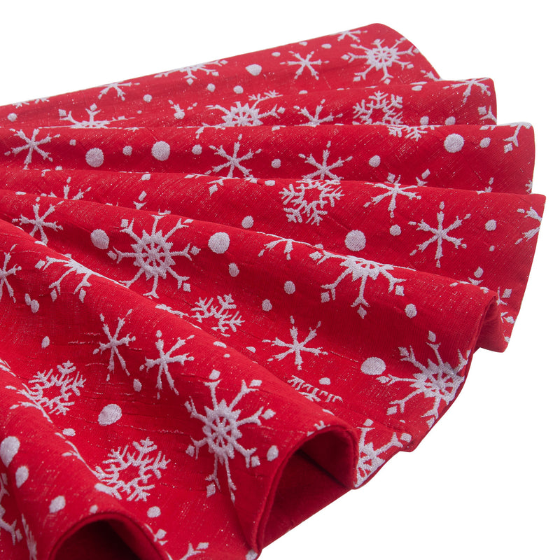 White snowflake Christmas tree skirt, view 4 - MRSLM