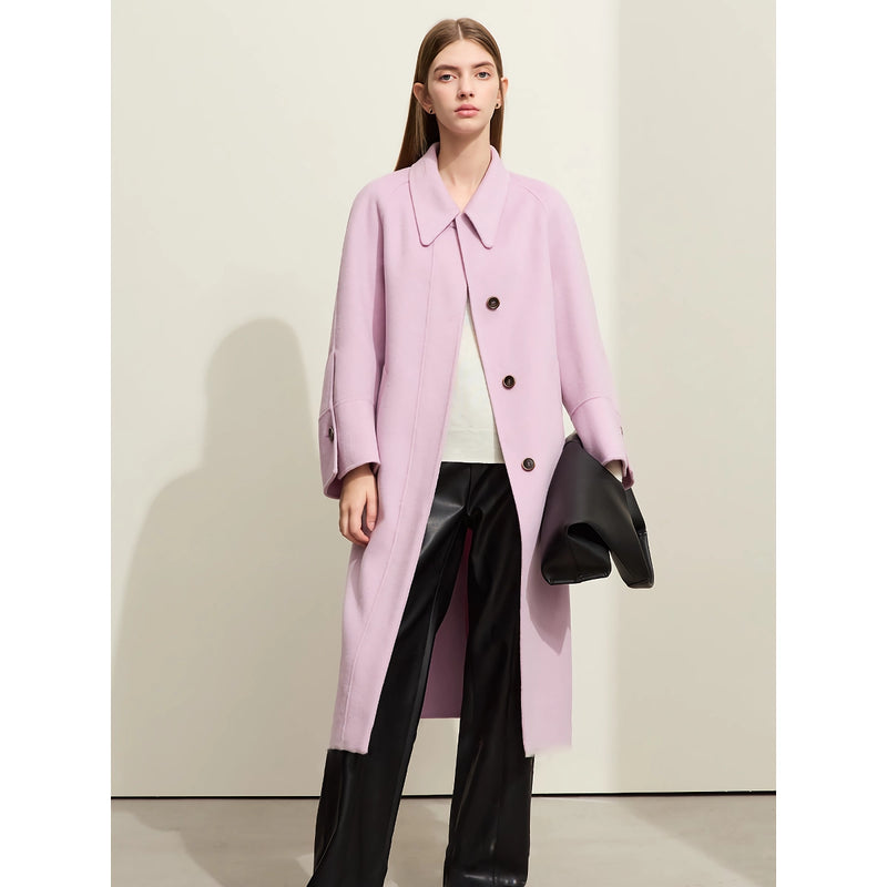 women's long wool coat with belt, view 5 - MRSLM