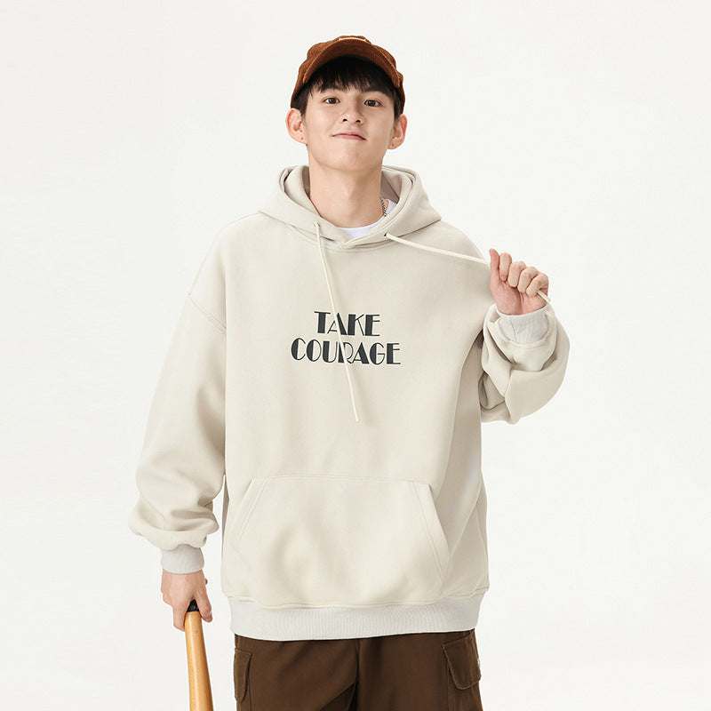 hooded sweater letter print loose top - MRSLM