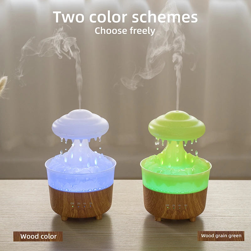 Rain Cloud Night Light Humidifier With Raining Water Drop Sound And 7 Color Led Light Essential Oil Diffuser