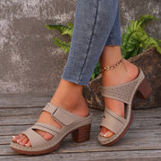 Square-heel peep-toe slides, view 4 - MRSLM