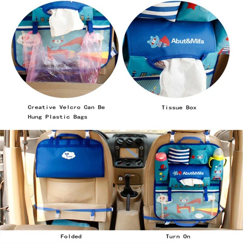 Foldable Cartoon Car Back Seat Organizer for Kids