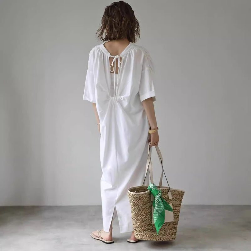 Women's casual long cotton dress, view 4 - MRSLM