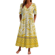 loose printed short sleeve dress, view 5 - MRSLM