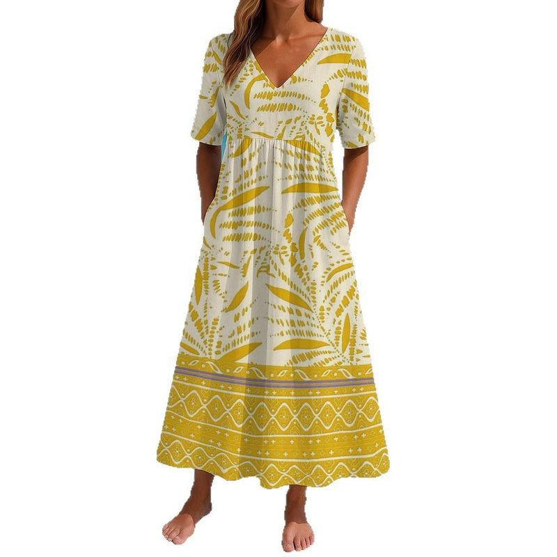 loose printed short sleeve dress, view 5 - MRSLM