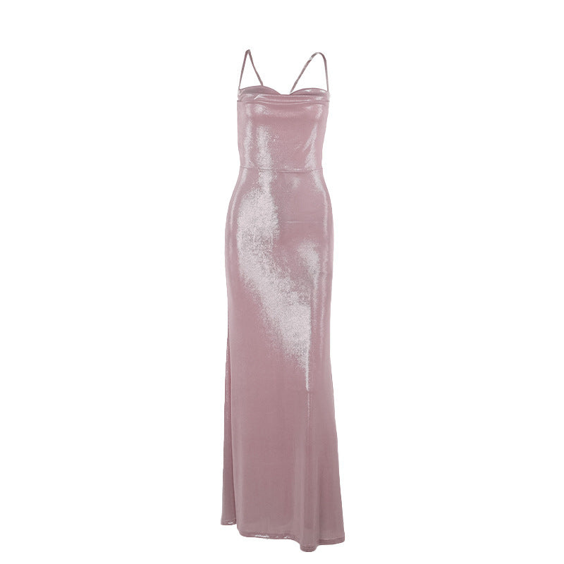 Slim fit camisole gown dress, view 5 - MRSLM