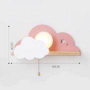 cloud and moon wall lamp with pull switch, view 2 - MRSLM