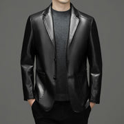 sheepskin suit collar leather jacket, view 6 - MRSLM