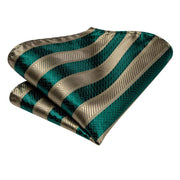 green striped silk necktie set for men, view 7 - MRSLM