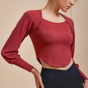 women's retro long sleeve yoga shirt, view 9 - MRSLM